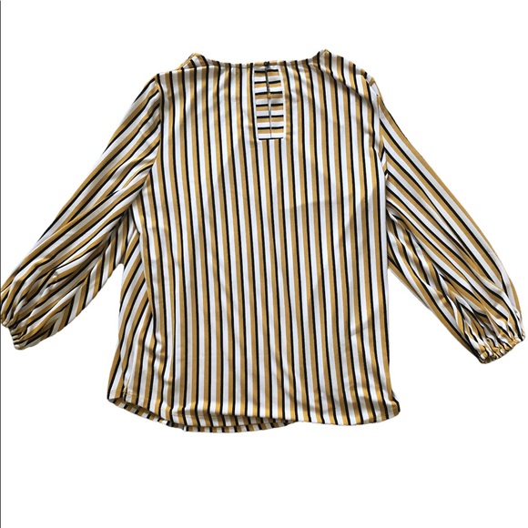 Black Yellow and White Adrianna Papell Blouse - Picture 2 of 5